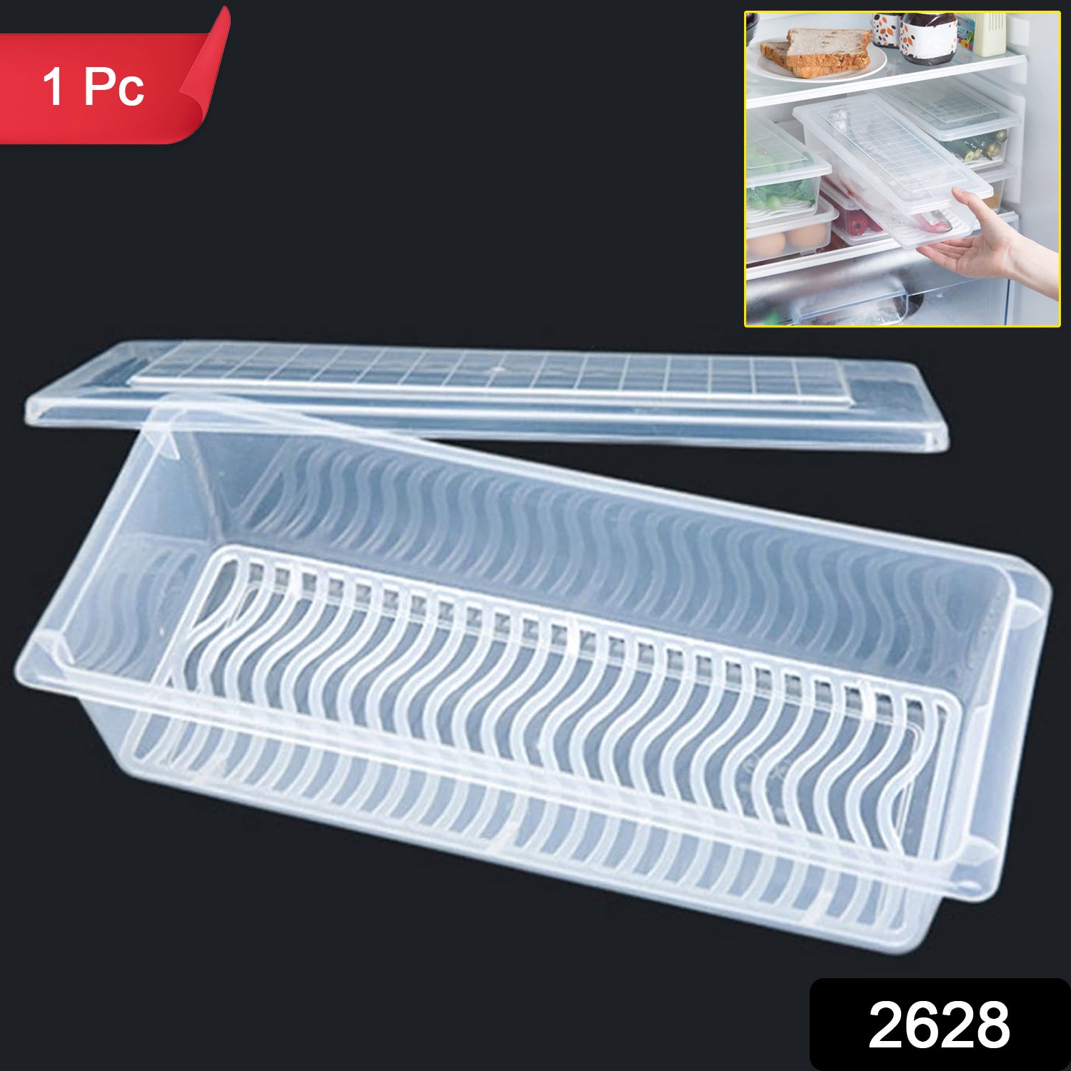 2628 Food Storage Container With Removable Drain Plate And Lid 1500 Ml (Pack Of 1 Pc) 2628 Food Storage Container With Removable Drain Plate And Lid 1500 Ml (Pack Of 1 Pc)